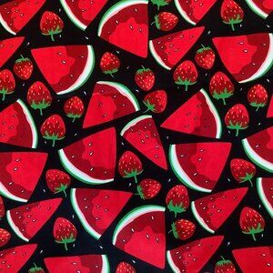 NEW Watermelon & Strawberry Crisp Woven Cotton Fabric - 2 1/4 yd